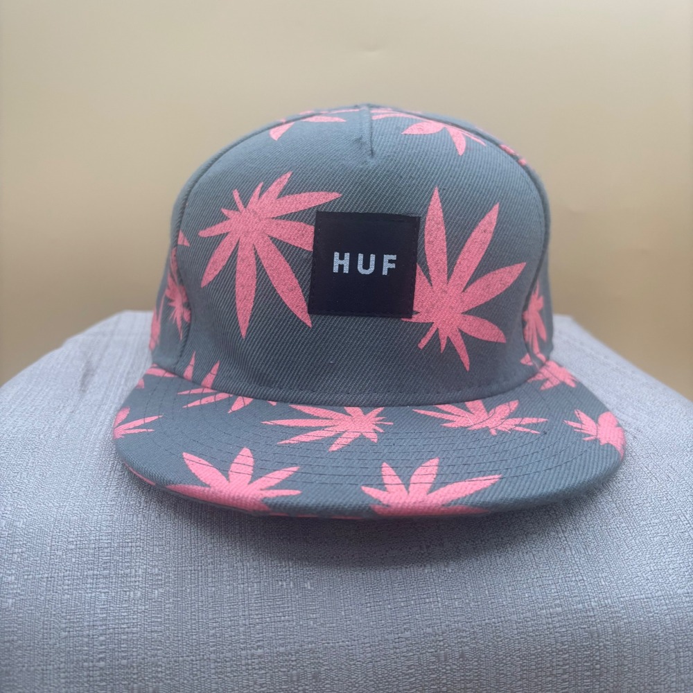 HUF Plantlife Snapback Hat Mens OSFA Grey Pink Excellent Streetwear